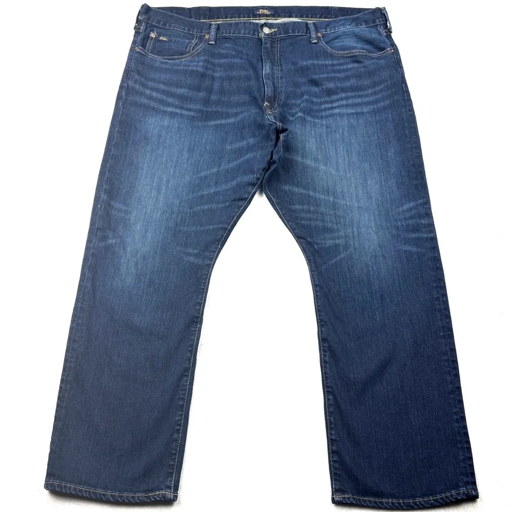 Polo Ralph Lauren Jeans Mens 42x30 Blue Hampton Relaxed Straight Stretch Denim